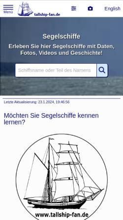 Vorschau der mobilen Webseite www.tallship-fan.de, Tallship Fan - Segelschiffsdatenbank