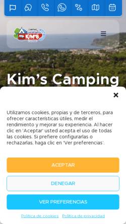 Vorschau der mobilen Webseite www.campingkims.com, Camping Kim's, Costa Brava