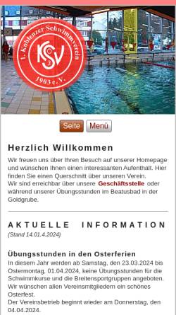 Vorschau der mobilen Webseite rz-home.de, 1. Koblenzer Schwimmverein 03 e.V.