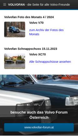 Vorschau der mobilen Webseite www.volvofan.at, Volvofan.at, Martin Schreiber