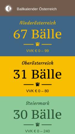 Vorschau der mobilen Webseite www.ballkalender.cc, Ballkalender für Österreich