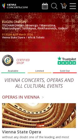 Vorschau der mobilen Webseite www.viennaconcerts.com, Concerts in Vienna, Book tickets online