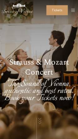 Vorschau der mobilen Webseite www.soundofvienna.at, Johann Strauss Konzerte