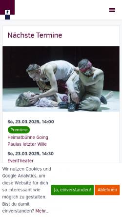 Vorschau der mobilen Webseite www.theaterverbandtirol.at, Theater Verband Tirol