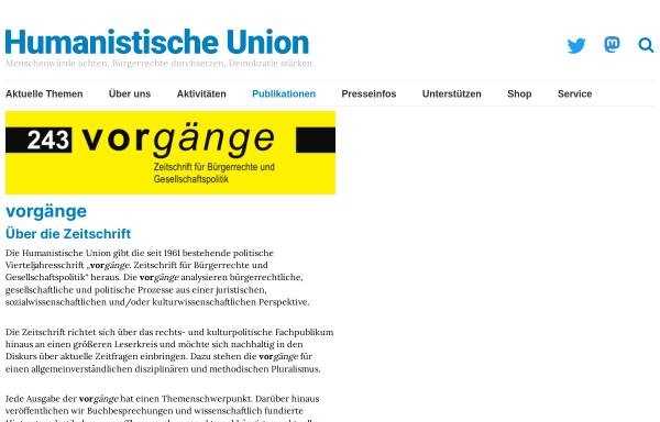 Vorschau von www.humanistische-union.de, Vorgänge - Zeitschrift für Bürgerrechte und Gesellschaftspolitik