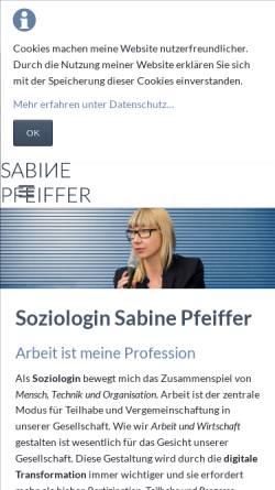 Vorschau der mobilen Webseite www.sabine-pfeiffer.de, Pfeiffer, Sabine