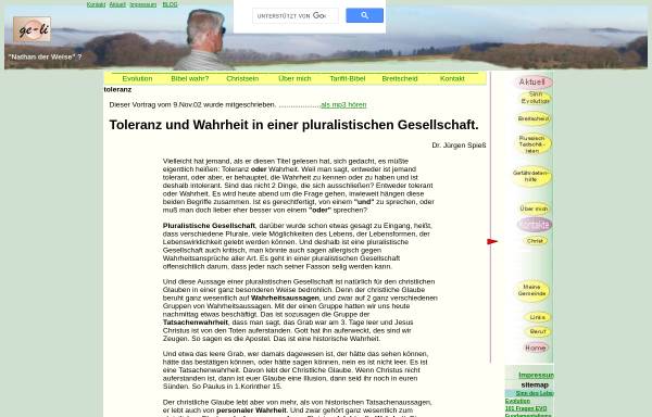 Vorschau von www.ge-li.de, Toleranz und Wahrheit in einer pluralistischen Gesellschaft