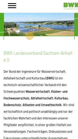 Vorschau der mobilen Webseite www.bwk-lsa.de, BWK Landesverband Sachsen-Anhalt e.V.