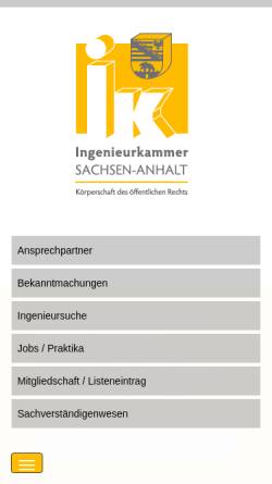 Vorschau der mobilen Webseite www.ing-net.de, Ingenieurkammer Sachsen-Anhalt