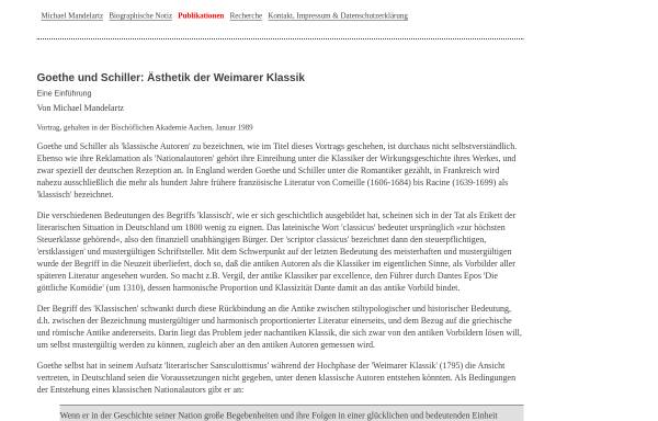 Goethe und Schiller: Ästhetik der Weimarer Klassik