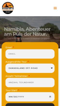 Vorschau der mobilen Webseite www.namibia-enduro-tours.com, Namibia Enduro Tours