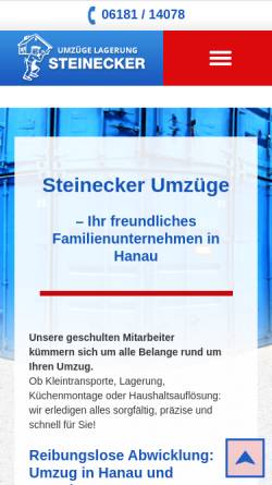 Vorschau der mobilen Webseite www.steinecker-umzuege.de, Steinecker Umzüge