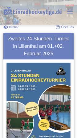 Vorschau der mobilen Webseite www.einradhockeyliga.de, Deutsche Einradhockey-Liga