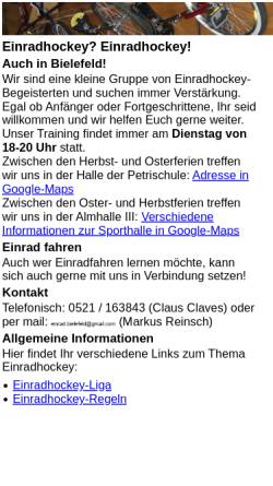 Vorschau der mobilen Webseite www.lialin.de, Einradhockey Bielefeld