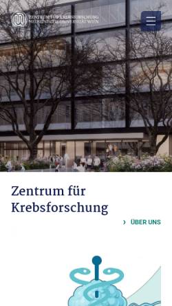 Vorschau der mobilen Webseite krebsforschung.meduniwien.ac.at, Institut für Krebsforschung der Universität Wien