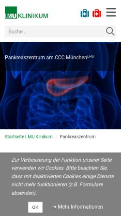 Vorschau der mobilen Webseite www.pankreaszentrum-muenchen.de, Pankreaszentrum München