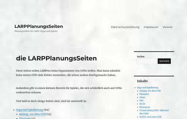 Vorschau von www.larp-planung.de, LARP-Planungsseiten