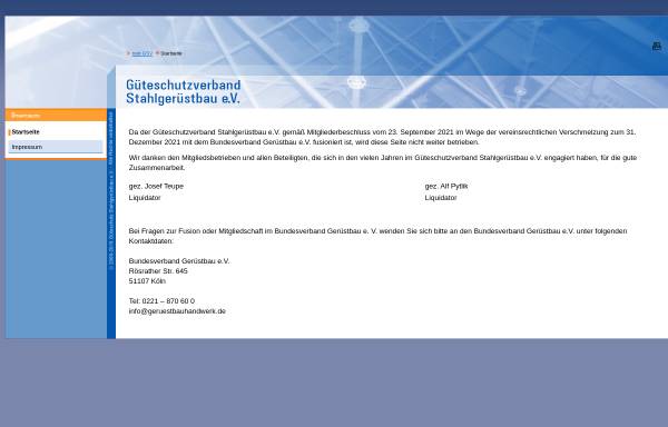 Vorschau von www.gueteschutzverband-stahlgeruestbau.de, Güteschutzverband Stahlgerüstbau e.V.