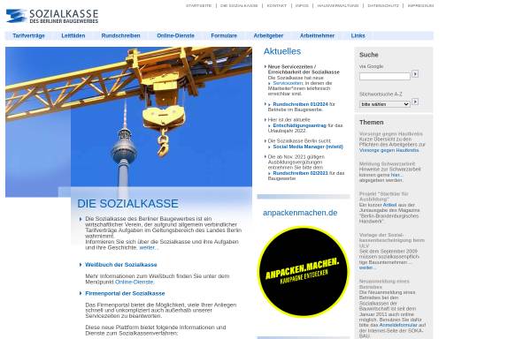 Vorschau von www.sozialkasse-berlin.de, Sozialkasse des Berliner Baugewerbes