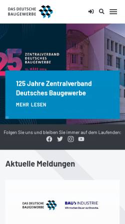 Vorschau der mobilen Webseite www.zdb.de, Zentralverband des Deutschen Baugewerbes (ZDB)