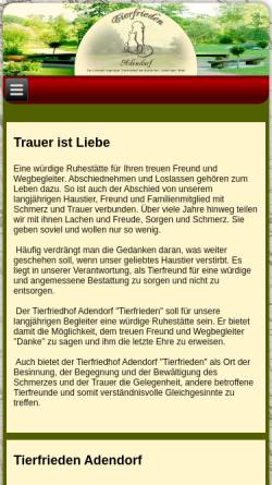 Vorschau der mobilen Webseite www.tierfriedhof-adendorf.de, Tierfrieden-Adendorf