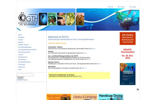 Vorschau von www.oegth.at, Österreichische Gesellschaft für Tauch- und Hyperbarmedizin (ÖGTH)