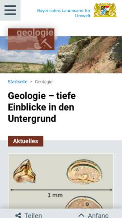 Vorschau der mobilen Webseite www.geologie.bayern.de, Bayerisches Geologisches Landesamt (BGLA)
