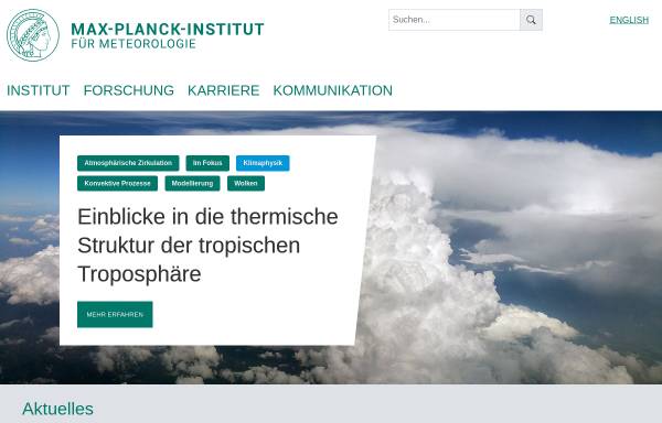 Vorschau von www.mpimet.mpg.de, Max-Planck-Institut für Meteorologie
