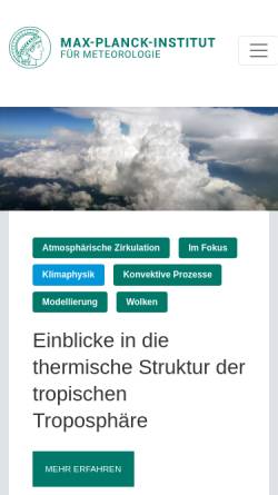 Vorschau der mobilen Webseite www.mpimet.mpg.de, Max-Planck-Institut für Meteorologie
