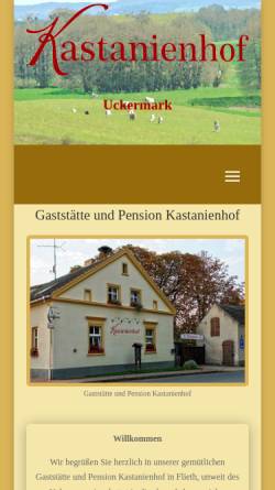 Vorschau der mobilen Webseite www.kastanienhof-uckermark.de, Gaststätte und Pension Kastanienhof
