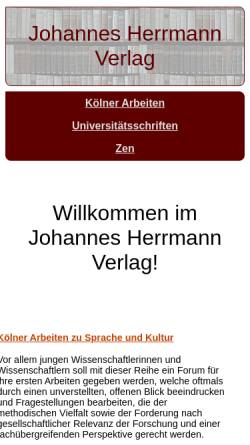 Vorschau der mobilen Webseite www.johannes-herrmann-verlag.de, Johannes Herrmann Verlag