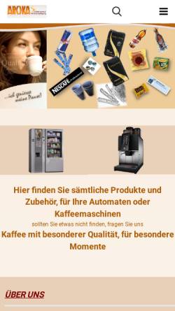 Vorschau der mobilen Webseite www.aroka.ch, Aroka Kaffee Handel und Betriebsverpflegung