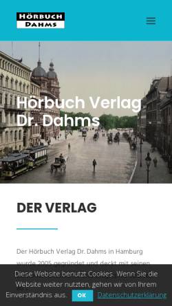 Vorschau der mobilen Webseite hoerbuch-dahms.de, Hörbuch Verlag und Hörbuch - Produktion Dr. Dahms