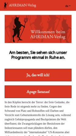 Vorschau der mobilen Webseite www.ahriman.com, Ahriman-Verlag