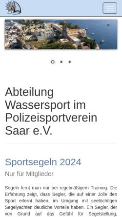 Vorschau der mobilen Webseite psv-wassersport.de, Polizeisportverein Saar e.V. - Abteilung Wassersport