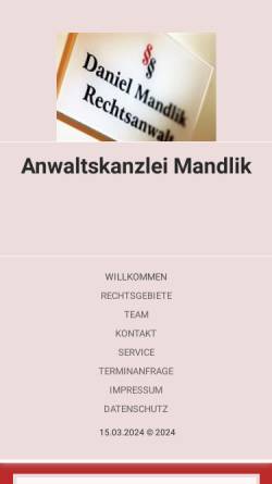 Vorschau der mobilen Webseite rechtsanwalt-mandlik.de, Mandlik, Daniel