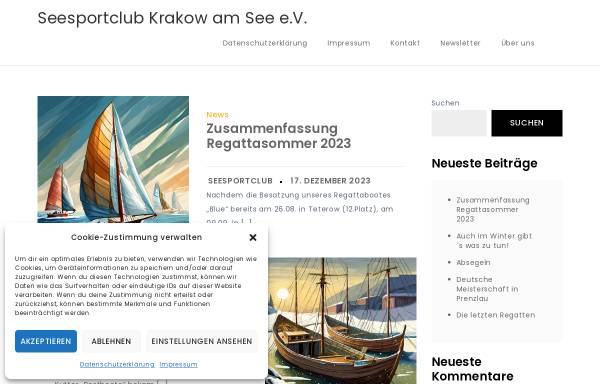 Vorschau von www.seesport-krakow.de, Seesportclub Krakow am See e.V.