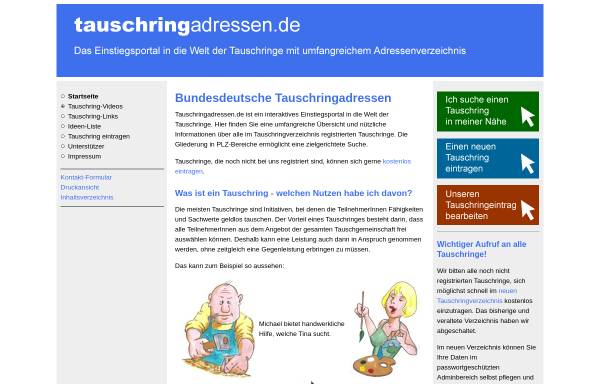 Vorschau von www.tauschringadressen.de, Tauschringadressen