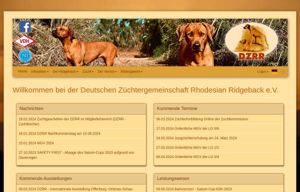 Vorschau von www.dzrr.de, Deutsche Züchtergemeinschaft Rhodesian Ridgeback e. V.