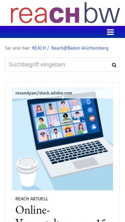 Vorschau der mobilen Webseite www.reach.baden-wuerttemberg.de, Netzwerk REACH@Baden-Württemberg
