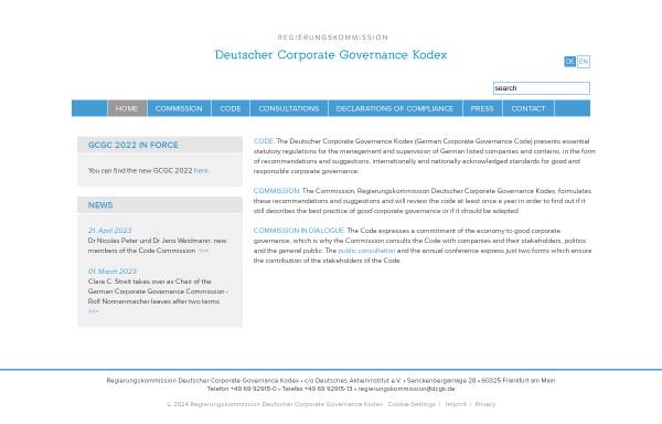 Vorschau von www.dcgk.de, Regierungskommission Deutscher Corporate Governance Kodex