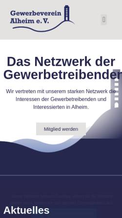 Vorschau der mobilen Webseite gewerbevereinalheim.de, Gewerbeverein Alheim e.V.