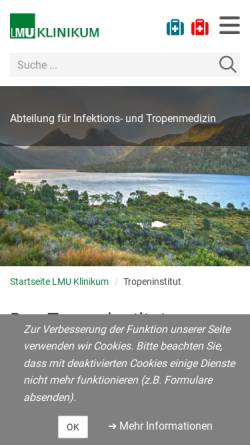 Vorschau der mobilen Webseite www.tropinst.med.uni-muenchen.de, Abteilung für Infektions- und Tropenmedizin München