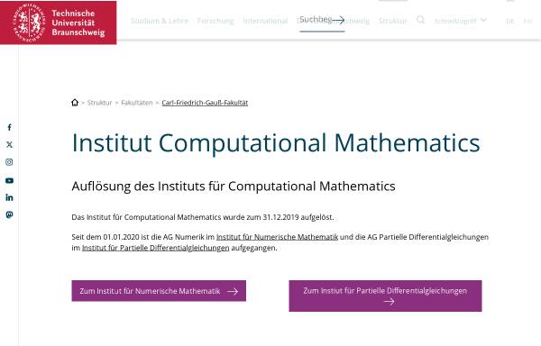 Vorschau von www.tu-braunschweig.de, Institute Computational Mathematics der Universität Braunschweig