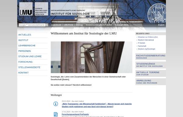 Vorschau von www.soziologie.uni-muenchen.de, Institut für Soziologie