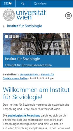 Vorschau der mobilen Webseite www.soz.univie.ac.at, Institut für Soziologie der Universität Wien