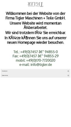 Vorschau der mobilen Webseite www.tigler.de, Tigler GmbH - Maschinen+Teile