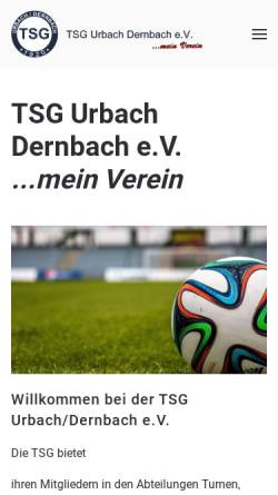 Vorschau der mobilen Webseite www.tsg-urbach-dernbach.de, TSG Urbach/Dernbach e.V.
