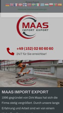 Vorschau der mobilen Webseite maas-import-export.de, Maas Import-Export, Inh. Dirk Michael Maas