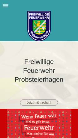 Vorschau der mobilen Webseite www.ff-probsteierhagen.de, Freiwillige Feuerwehr Probsteierhagen